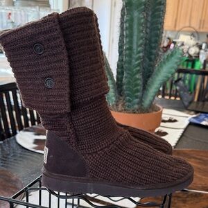 Women's Cozy Knit UGG Boots - Chocolate Brown